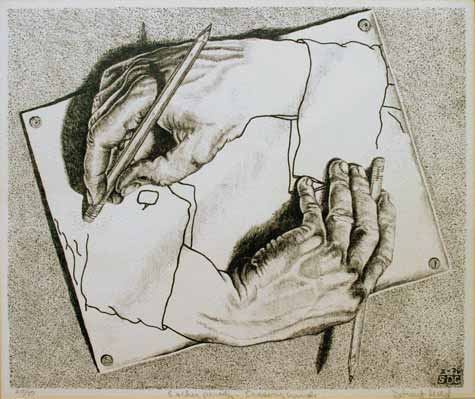 Escher Parody-Erasing Hands